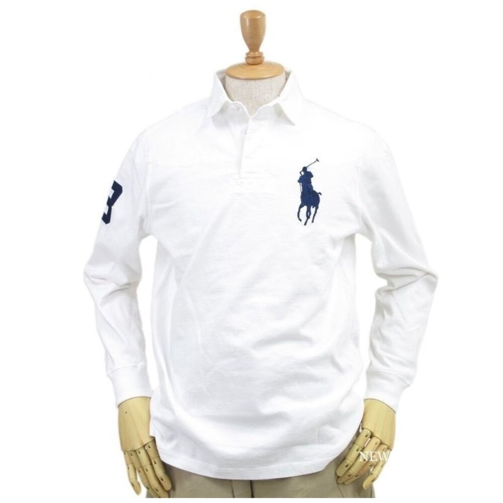 NWT Polo Ralph Lauren Men LS Vintage Rugby Shirt "BIG PONY & #3 EDITION" White S